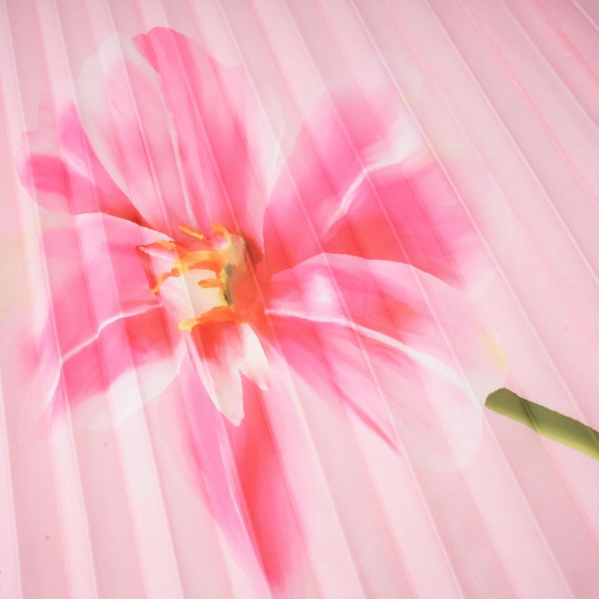 Michela Floral Midi Dress Pink Crew Neck with Short Sleeves & Pleated Detail