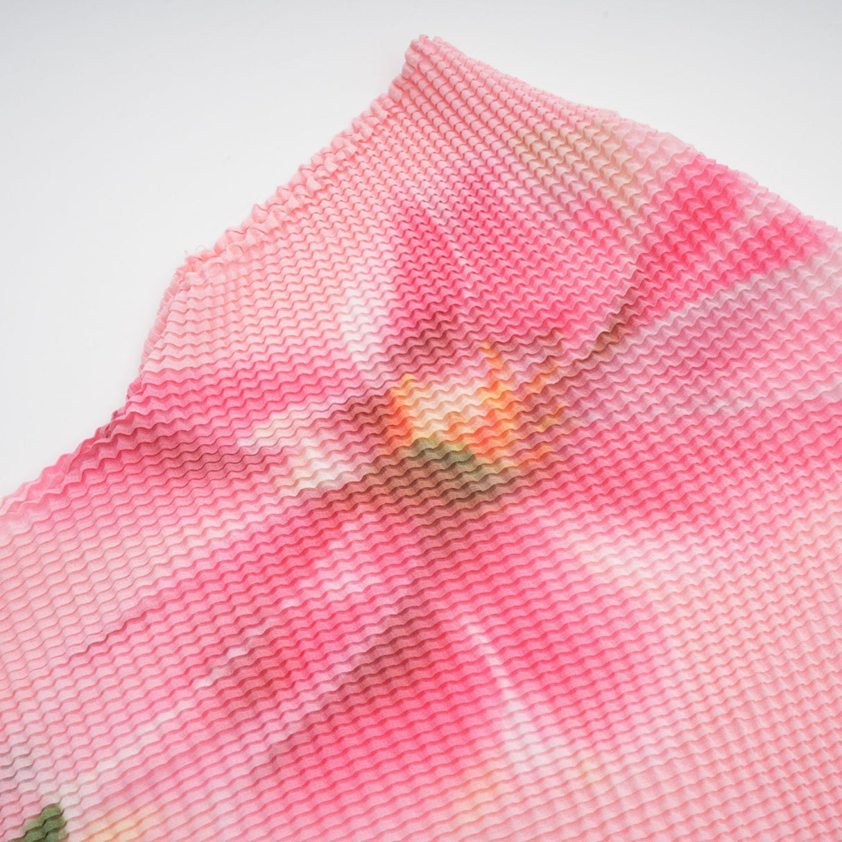 Michela Floral Midi Dress Pink Crew Neck with Short Sleeves & Pleated Detail