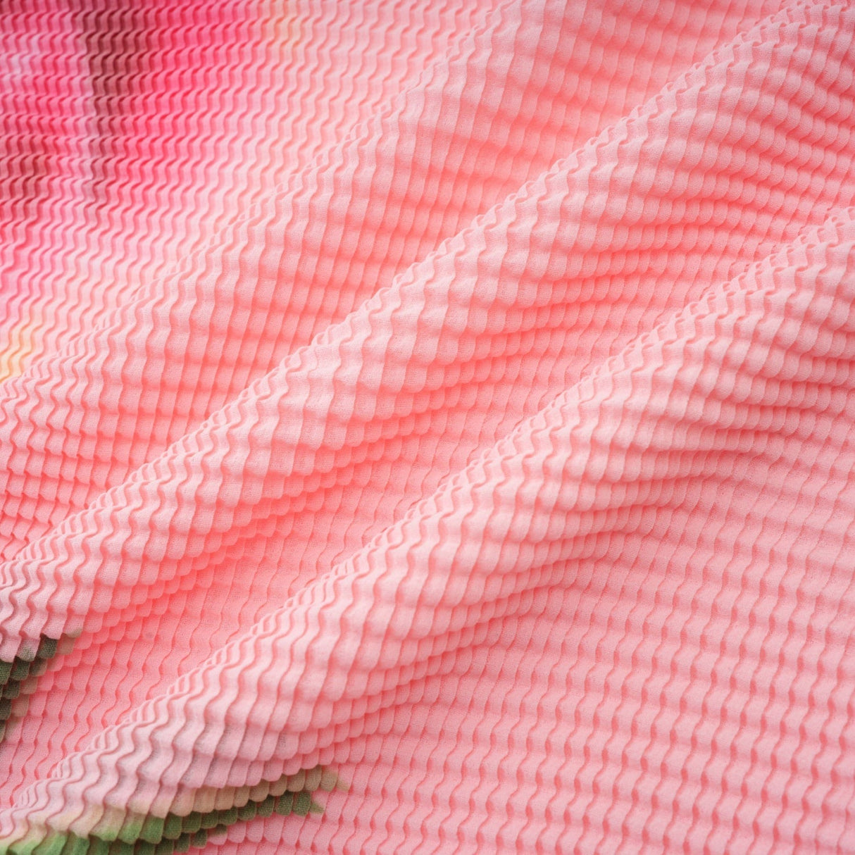 Michela Floral Midi Dress Pink Crew Neck with Short Sleeves & Pleated Detail