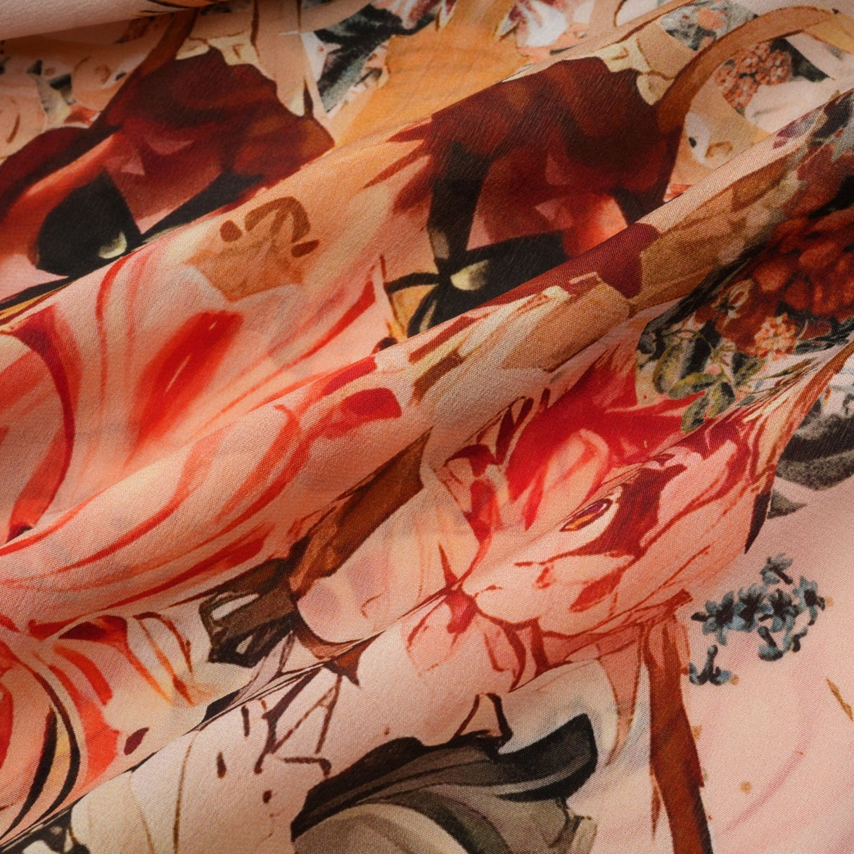 Michelina Dress Floral Print Blouson Sleeve Bow Detail Silk Thigh - Length