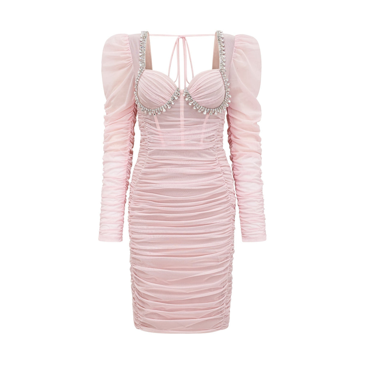 Mikayla Midi Dress Pink Sweetheart Puff Sleeve Open Back Zip