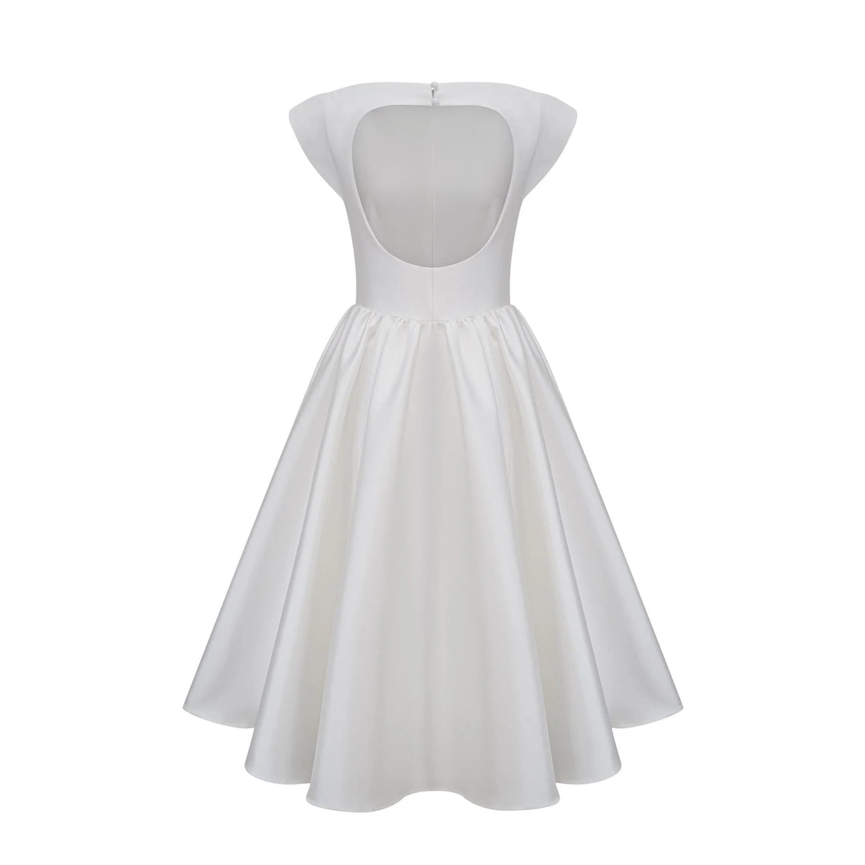 Mikayla Midi Dress White Open - Back Cap - Sleeve & Pleated Charm