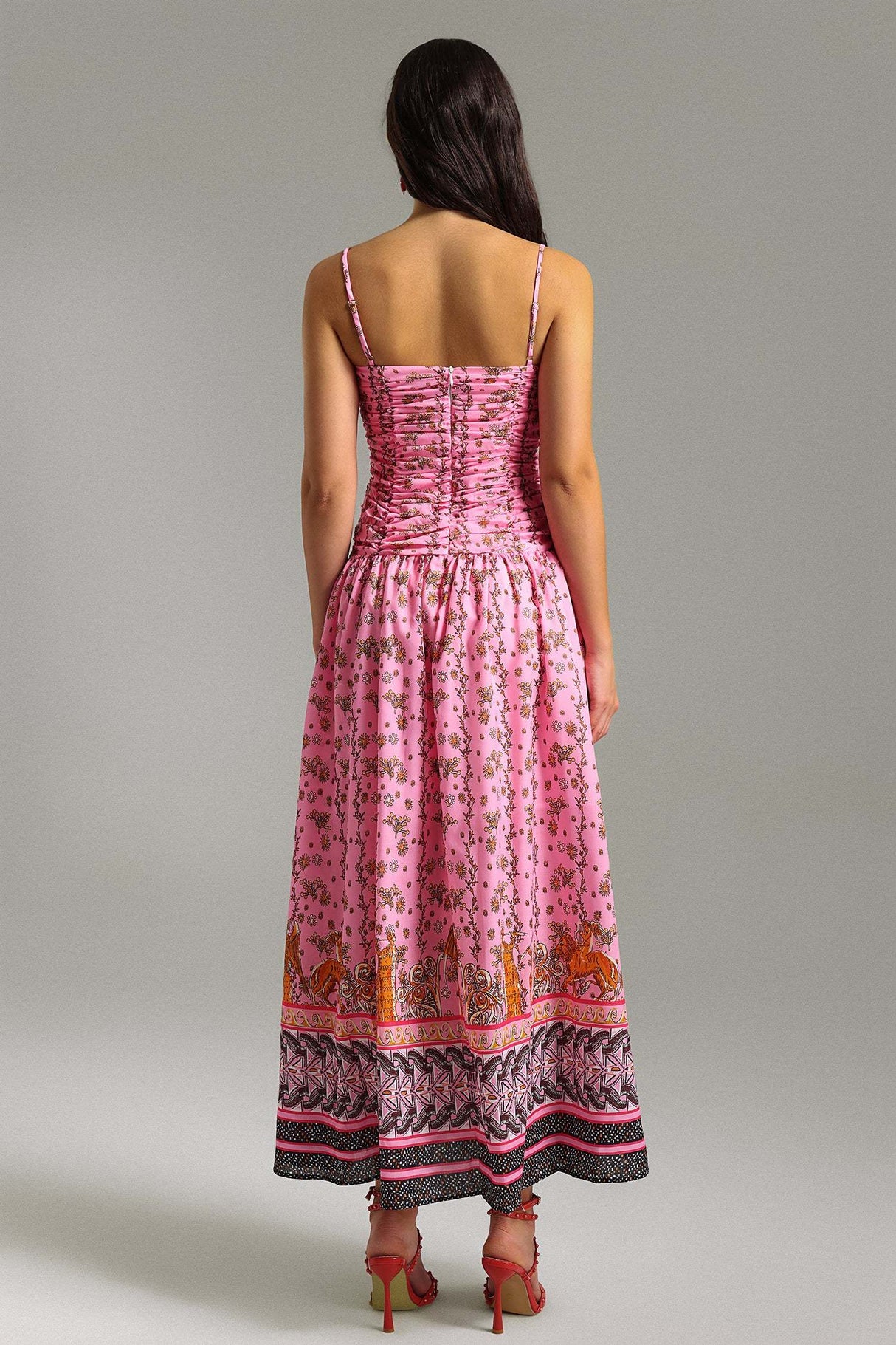 Milena Pink Floral Maxi Dress