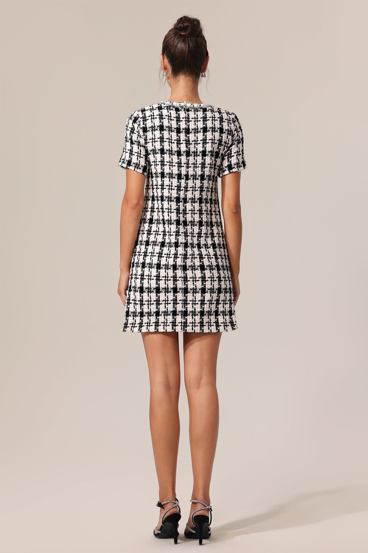 Miracle Black Check Pattern Mini Dress