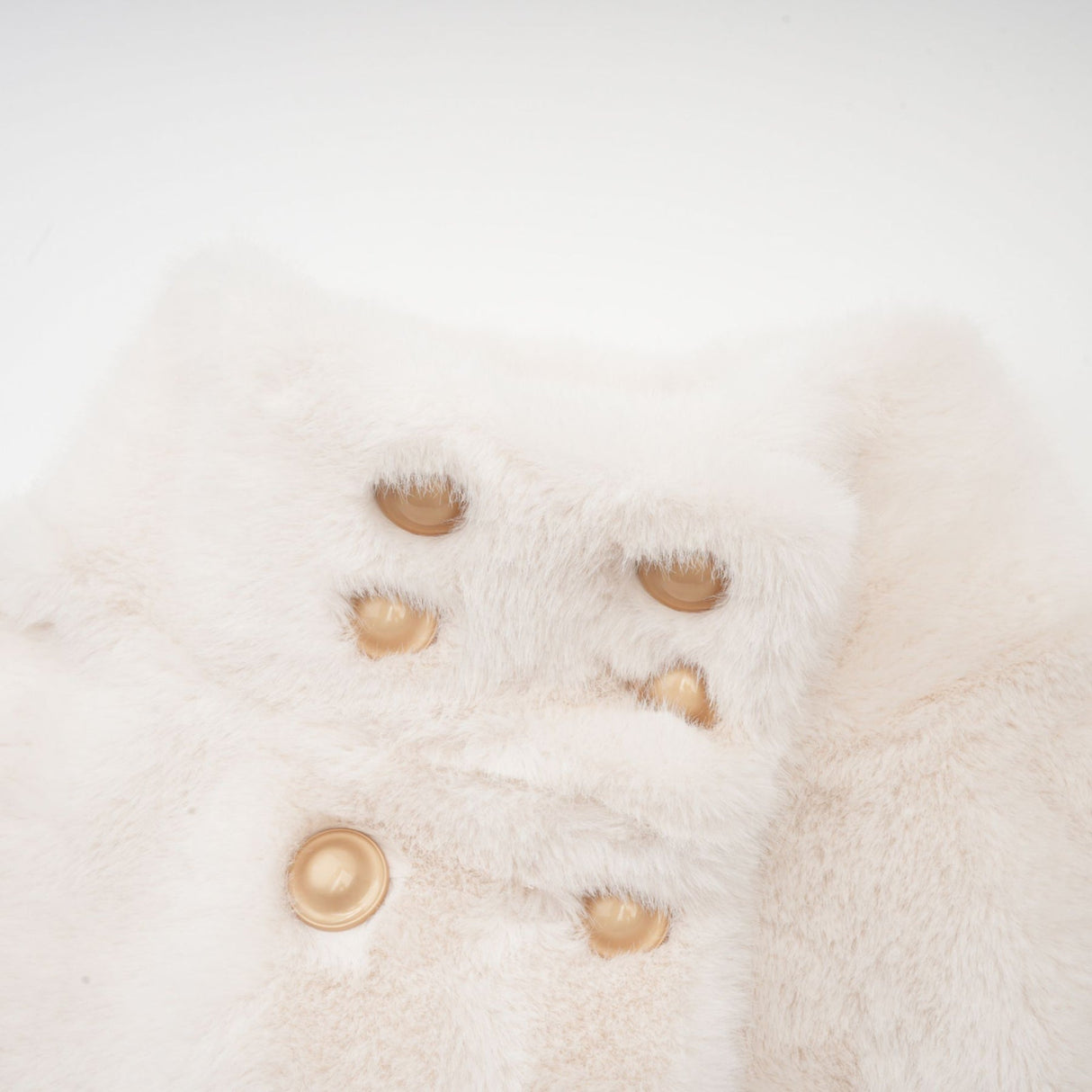 Miracle Jacket Miracle Faux Fur Double Breasted White & Stand