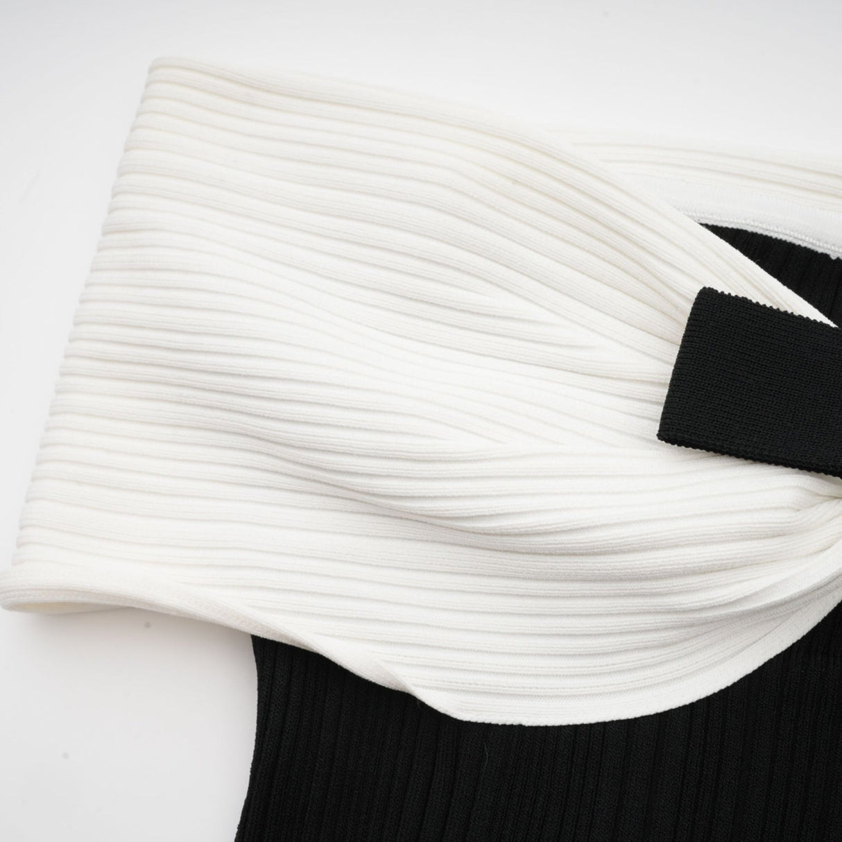 Miracle Mini Dress Crystal Bow Off Shoulder Black White Thigh