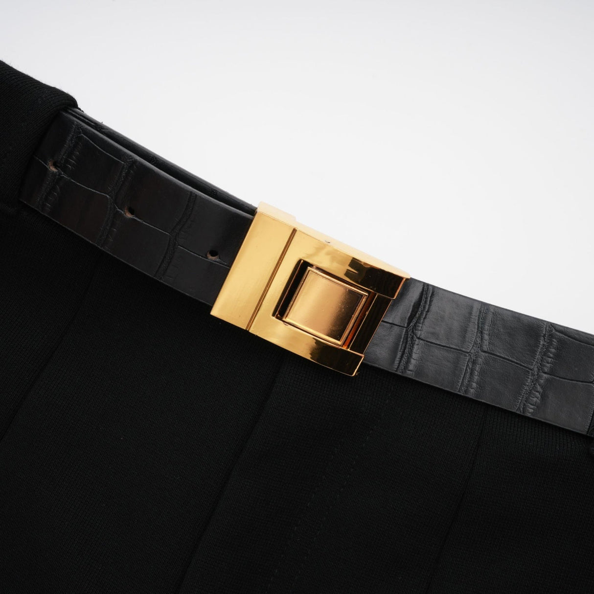 Miranda Black Belted Shorts with Gold - Tone Hardware