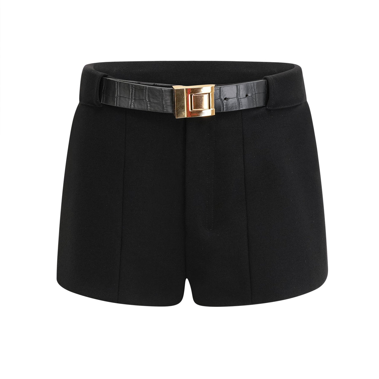 Miranda Black Belted Shorts with Gold - Tone Hardware
