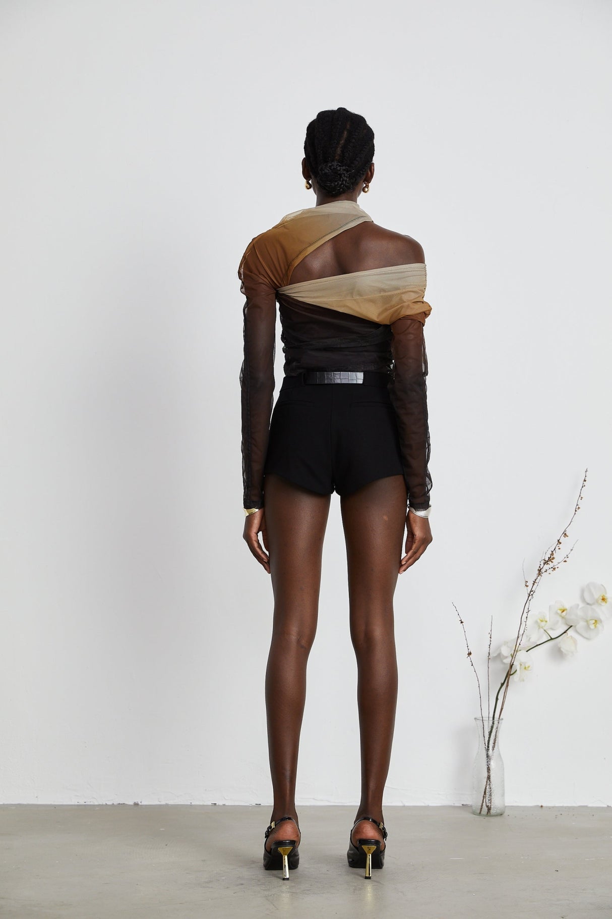 Miranda Black Belted Shorts with Gold - Tone Hardware