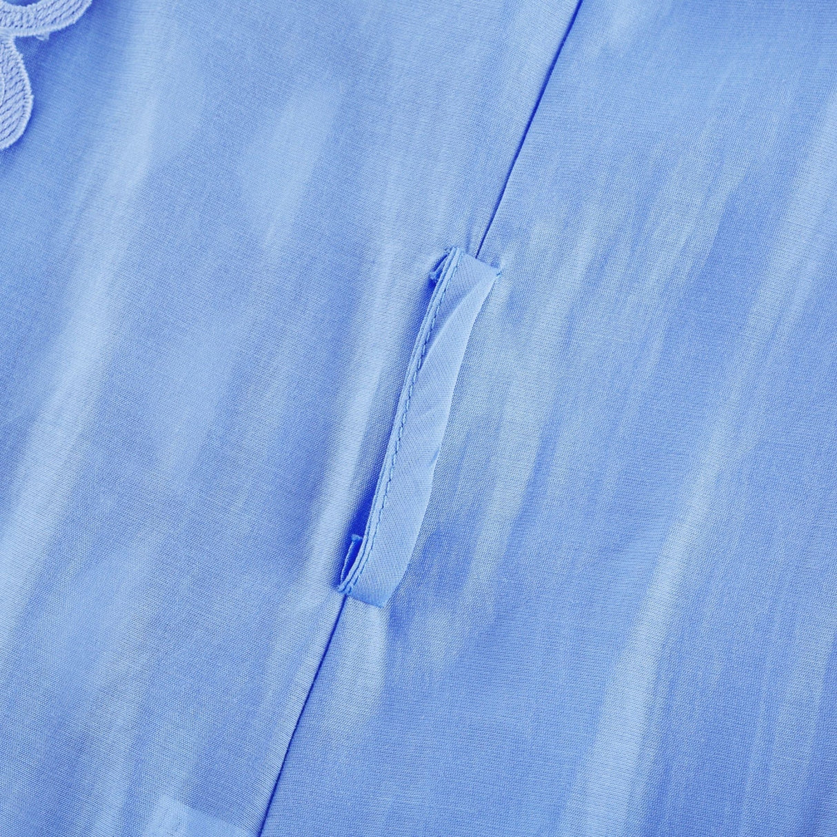 Mireille Blue Sleeveless Mini Dress With Lace Cut - Outs and Belted Waist