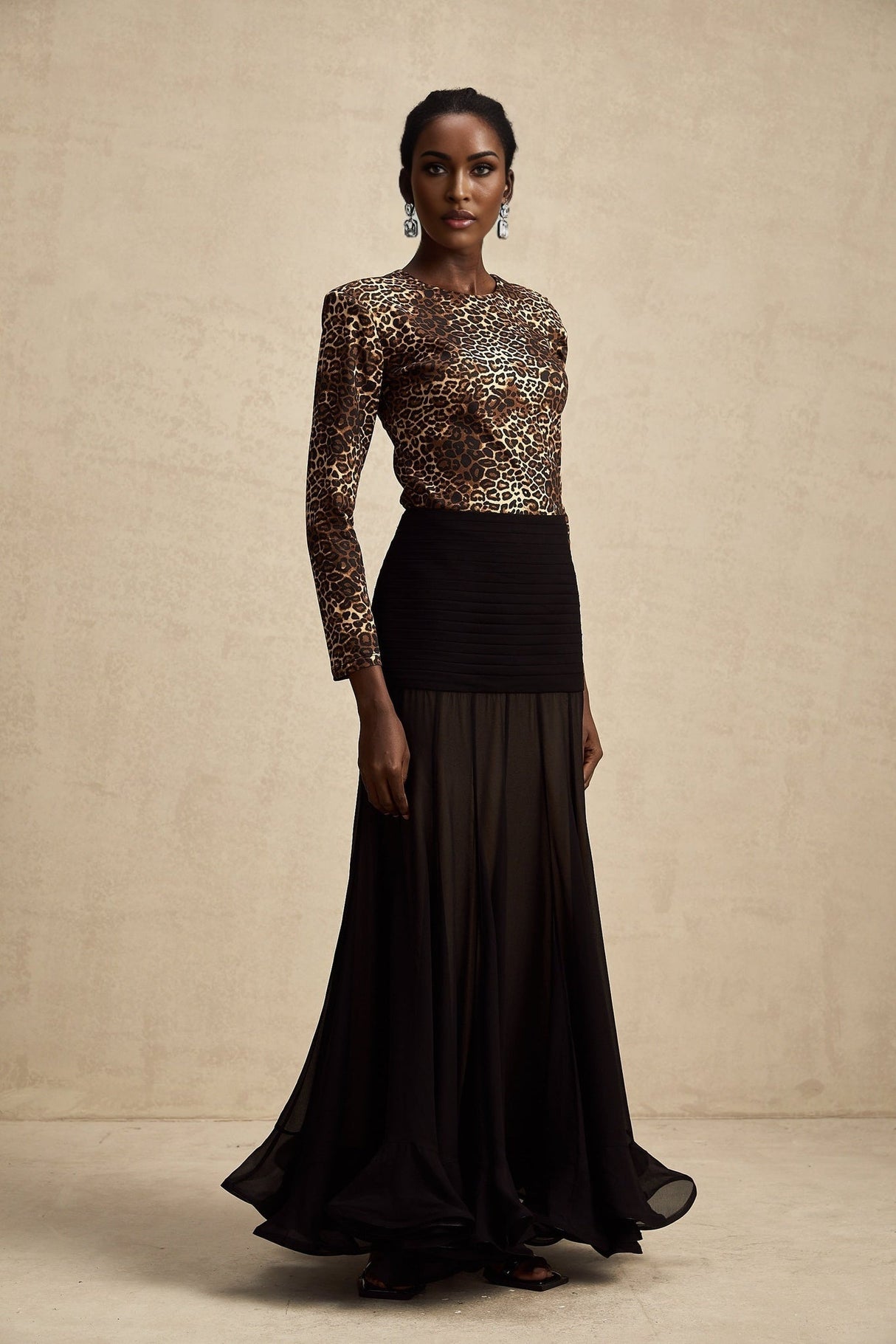 Morgan Bodysuit Brown Leopard Print Stretch Jersey