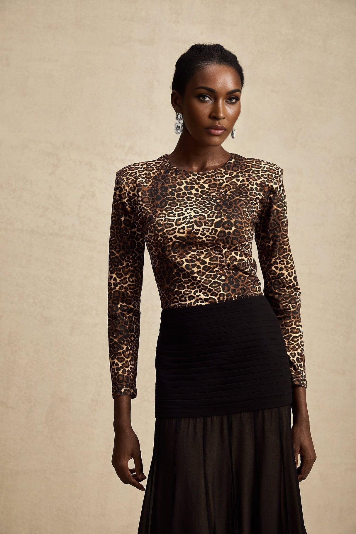Morgan Bodysuit Brown Leopard Print Stretch Jersey