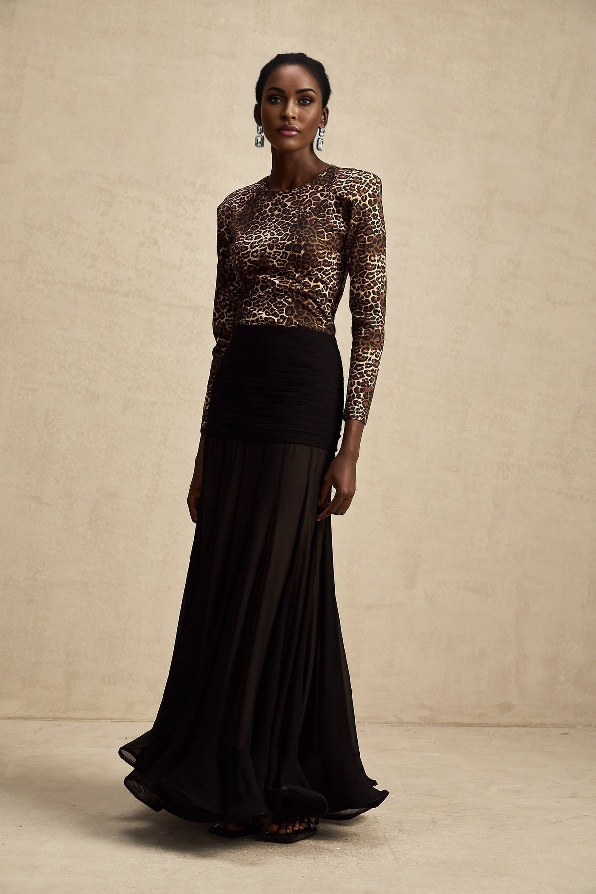 Morgan Bodysuit Brown Leopard Print Stretch Jersey