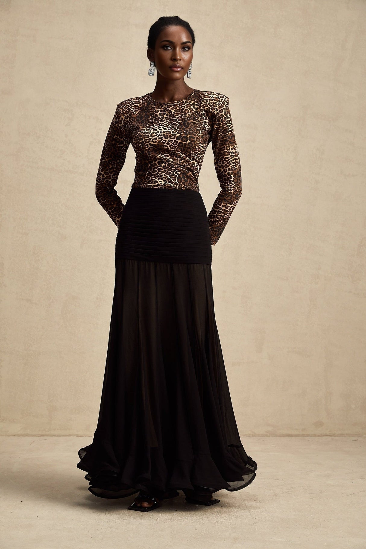 Morgan Bodysuit Brown Leopard Print Stretch Jersey