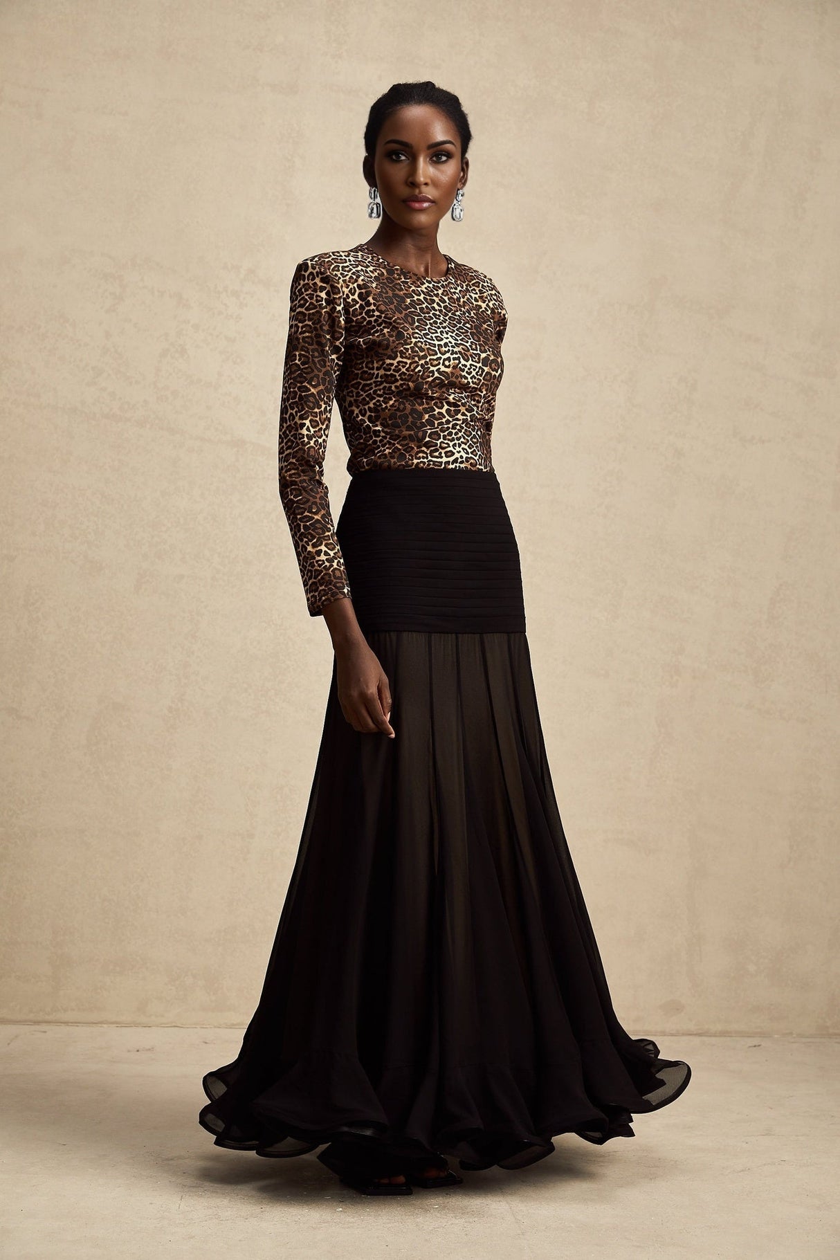 Morgan Bodysuit Brown Leopard Print Stretch Jersey