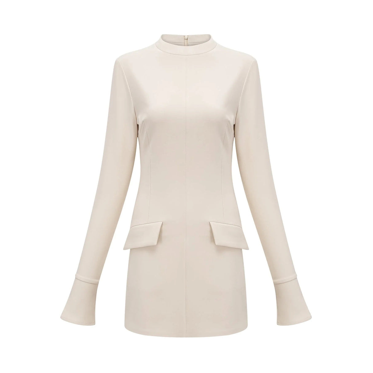 Morgan Mini Dress White Flared Cuffs Zip Fastening Thigh Length