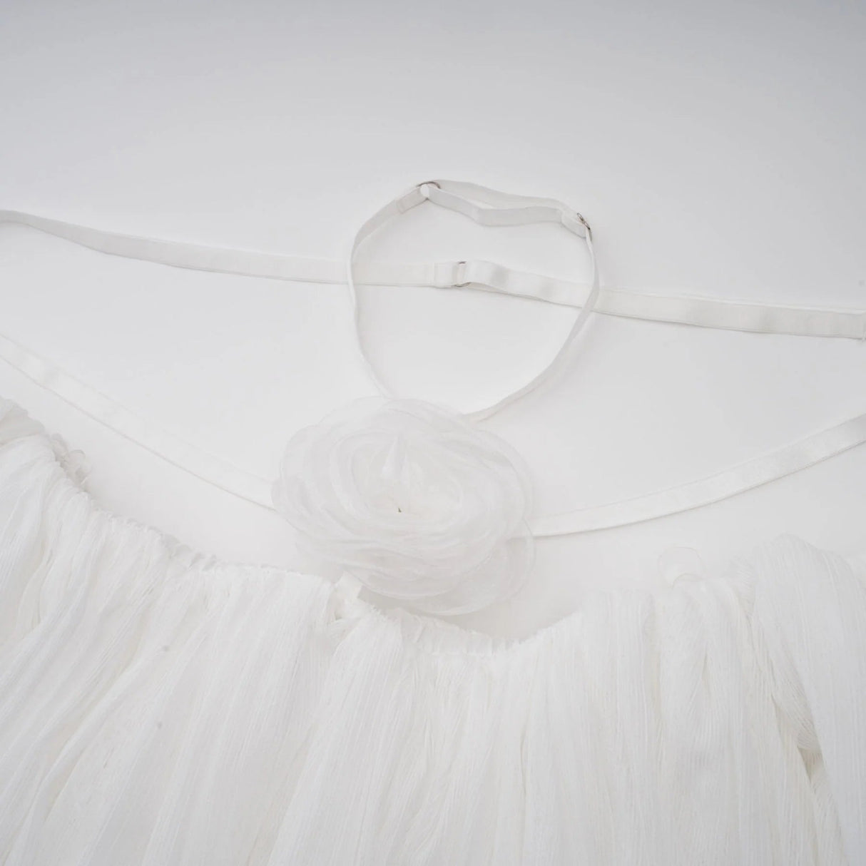 Morgan Mini Dress White Pleated Tulle Floral Applique