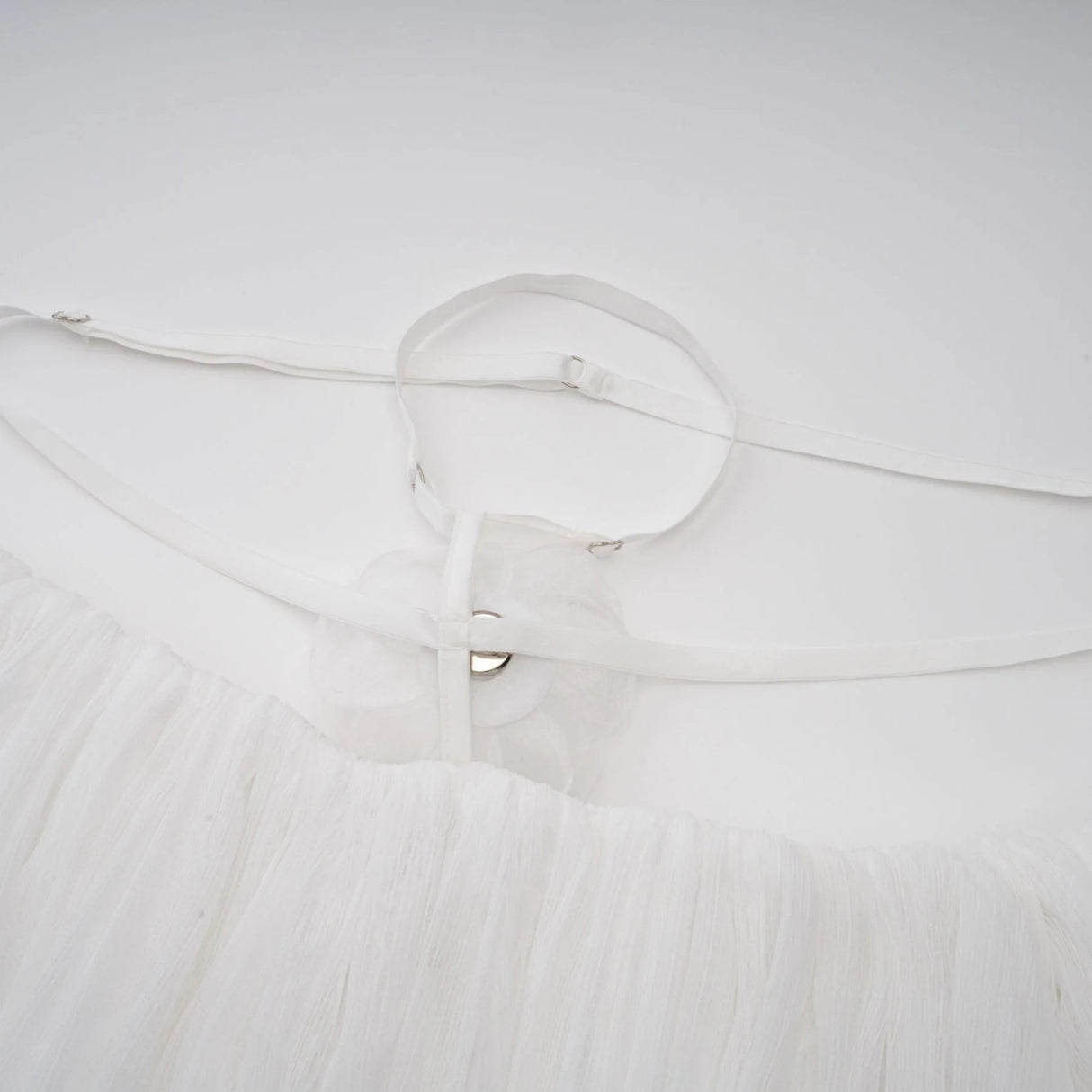 Morgan Mini Dress White Pleated Tulle Floral Applique