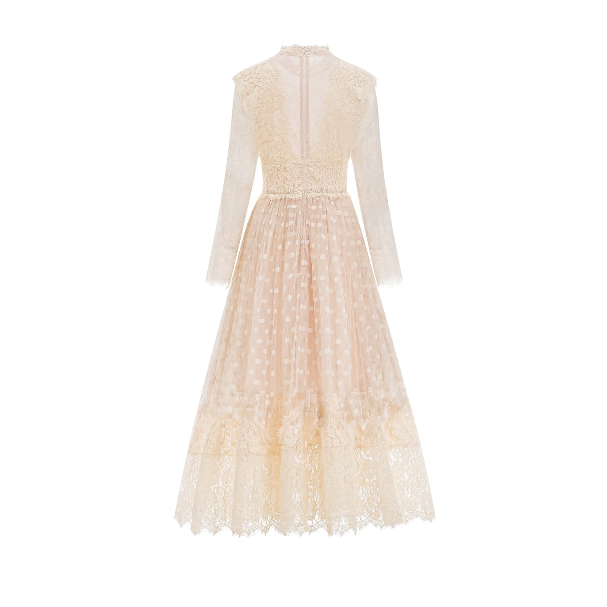 Morgan Polka - Dot Lace - Trim Midi Dress