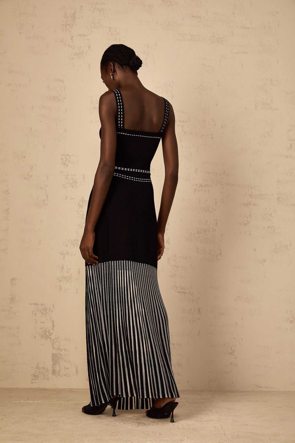 Morgan Top & Skirt Set with Striped Detail in Black