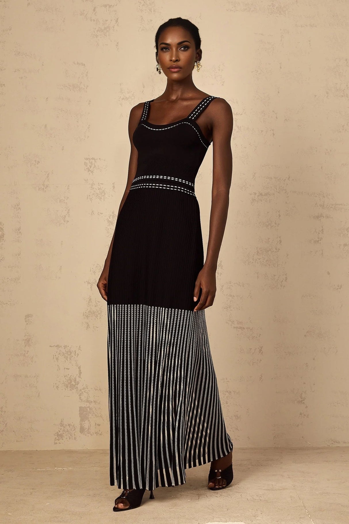 Morgan Top & Skirt Set with Striped Detail in Black