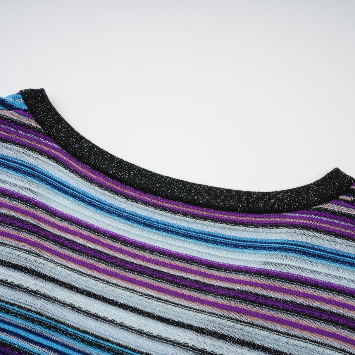 Myla Midi Dress Blue Metallic Pleated VNeck Ribbed Knit