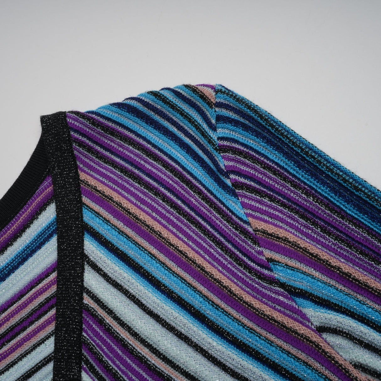 Myla Midi Dress Blue Metallic Pleated VNeck Ribbed Knit