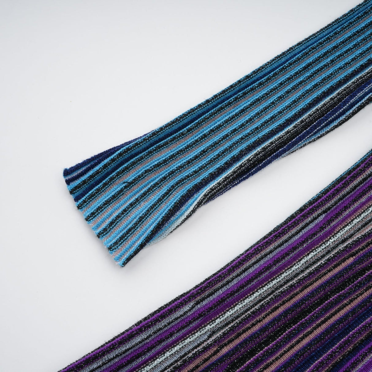 Myla Midi Dress Blue Metallic Pleated VNeck Ribbed Knit