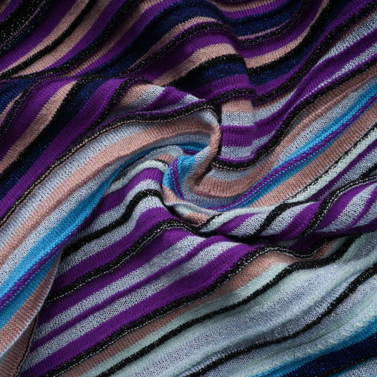 Myla Midi Dress Blue Metallic Pleated VNeck Ribbed Knit