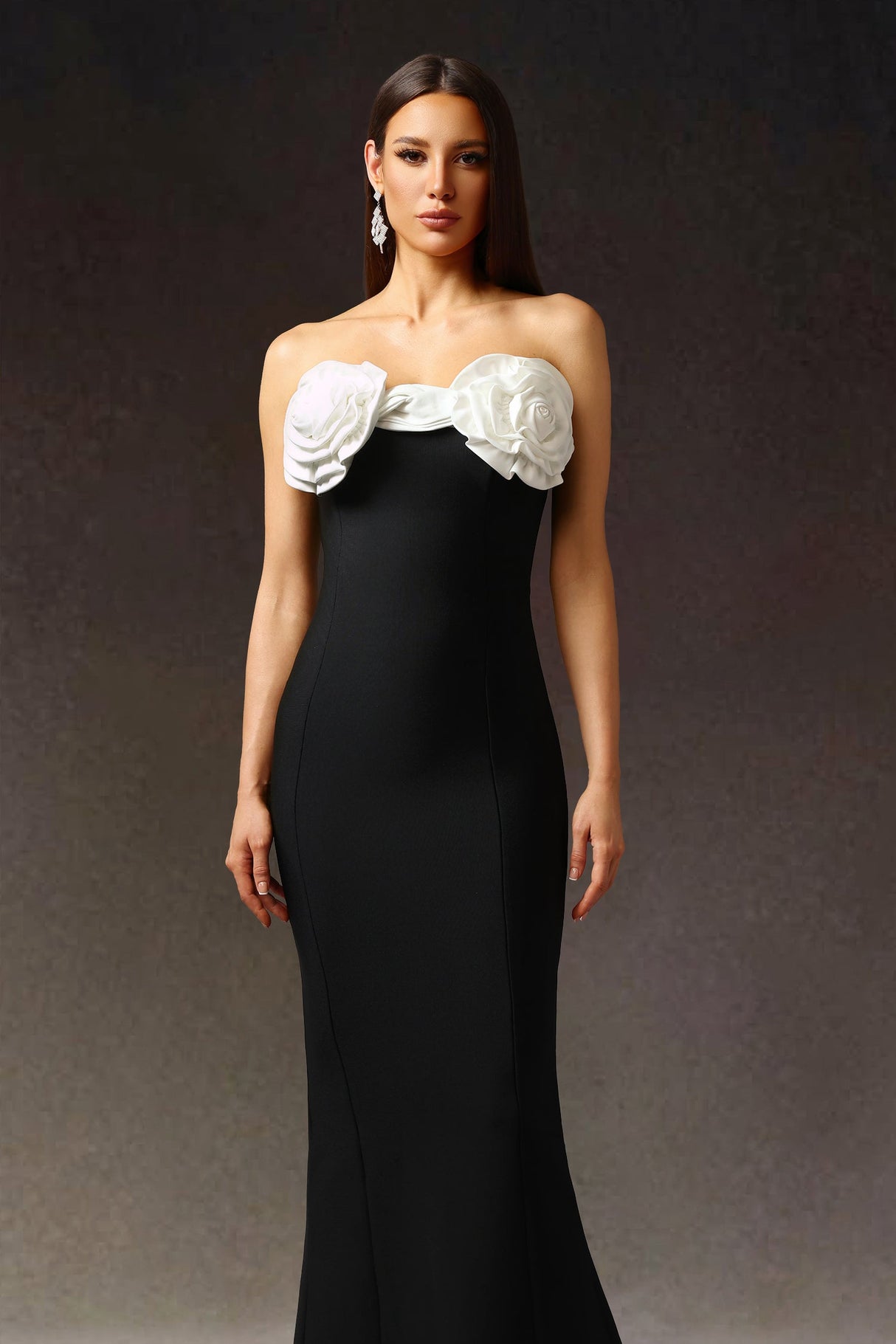 Nadia Black Floral Off Shoulder Maxi Dress