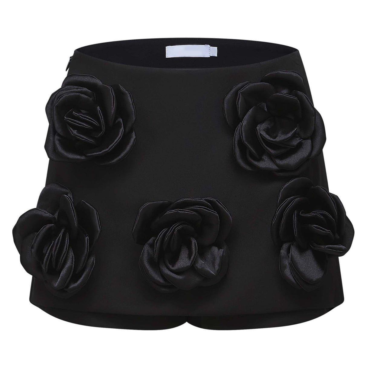 Nalini Black Thigh - Length Shorts With 3D Floral Appliqués