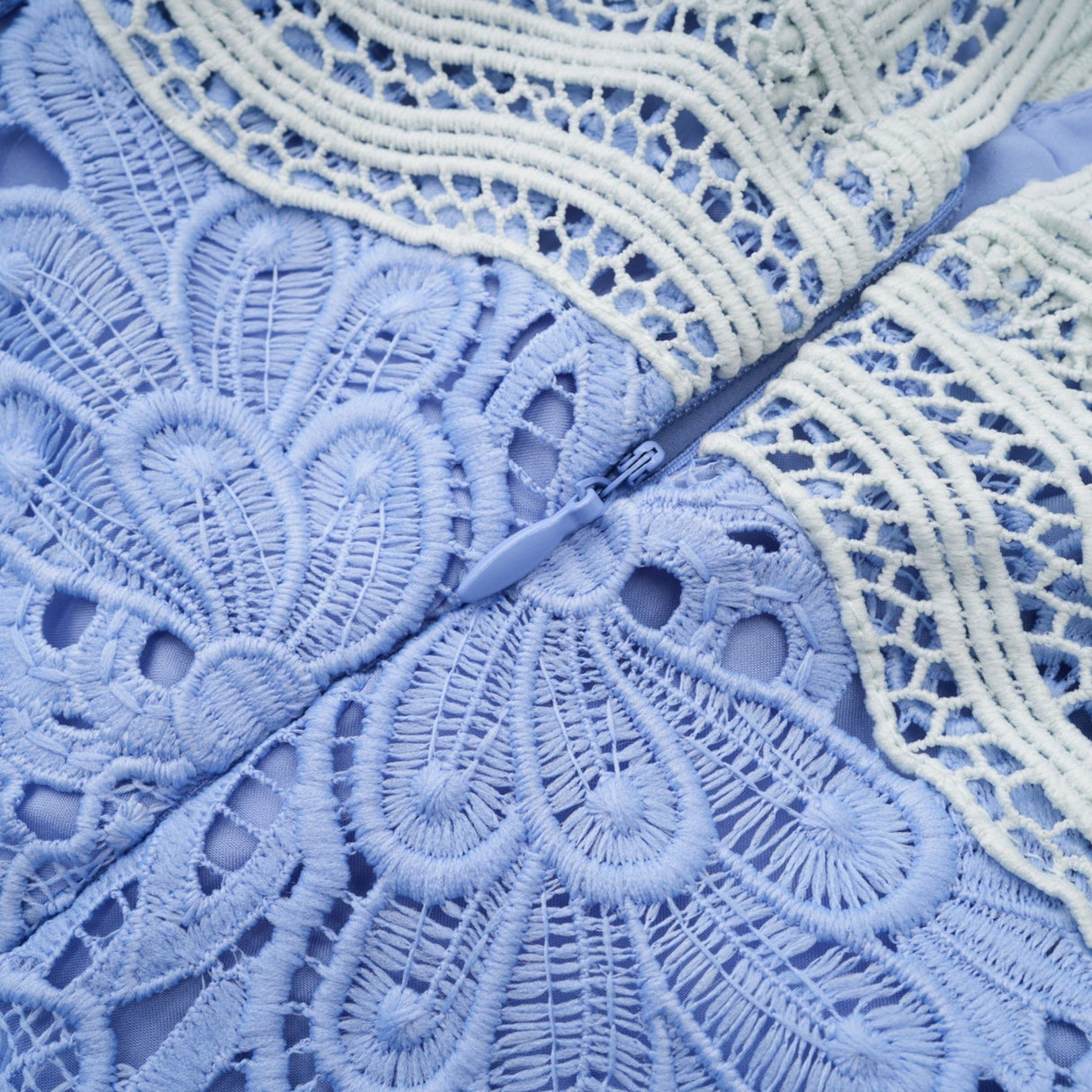 Naomi Floral Midi Dress with VNeck OpenBack & Lace Trim in Striking Blue