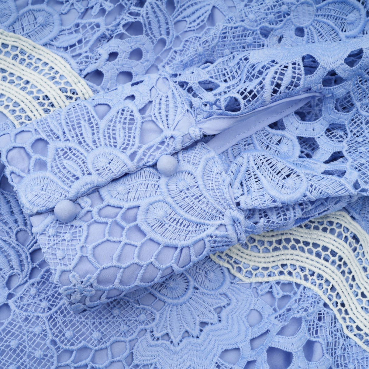 Naomi Floral Midi Dress with VNeck OpenBack & Lace Trim in Striking Blue