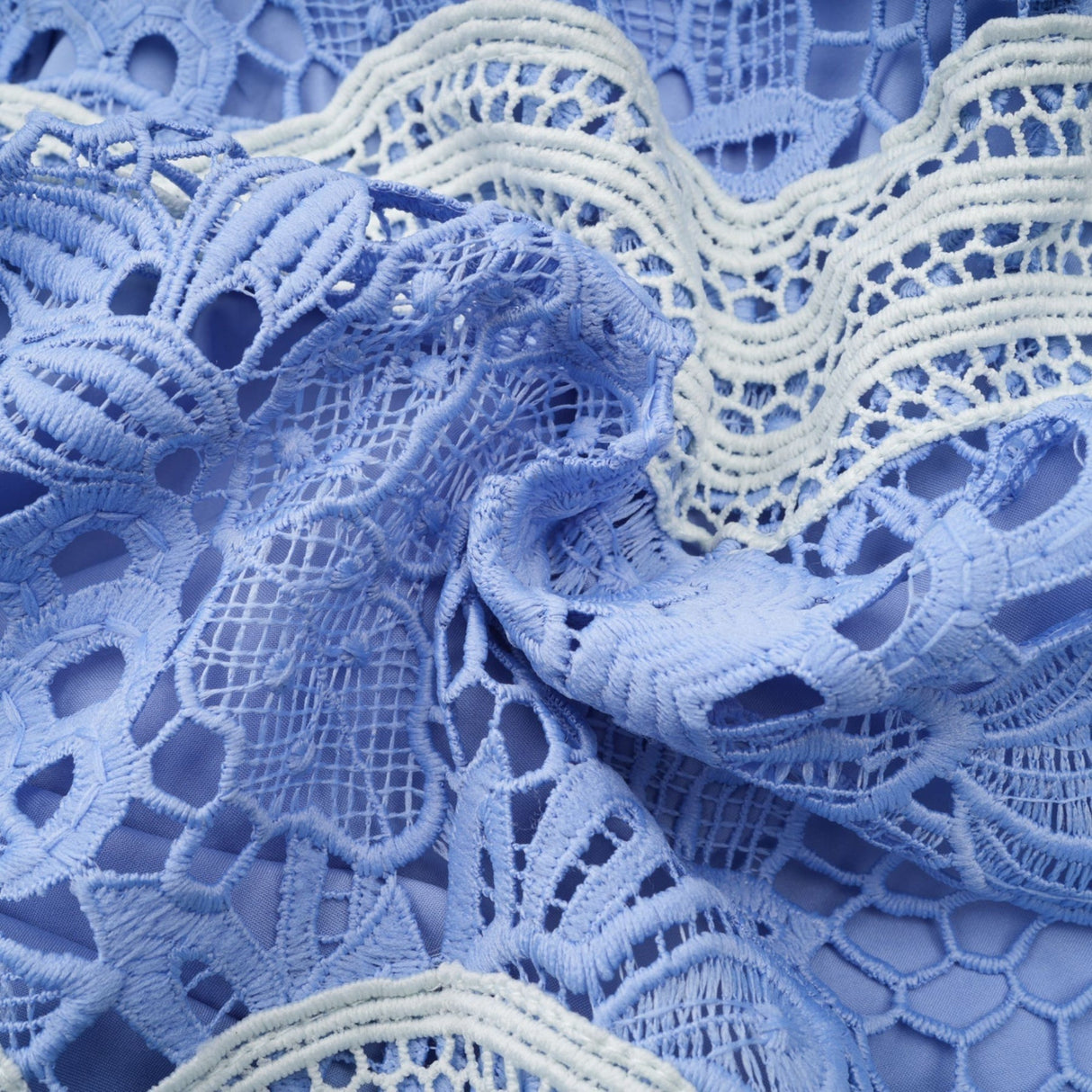 Naomi Floral Midi Dress with VNeck OpenBack & Lace Trim in Striking Blue