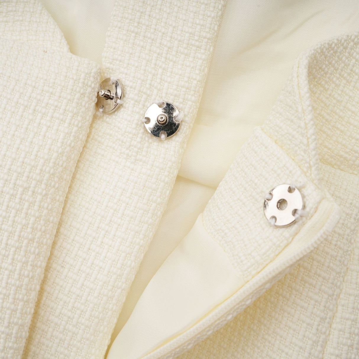 Natalie Mini Dress Crystal Button Scoop Back White