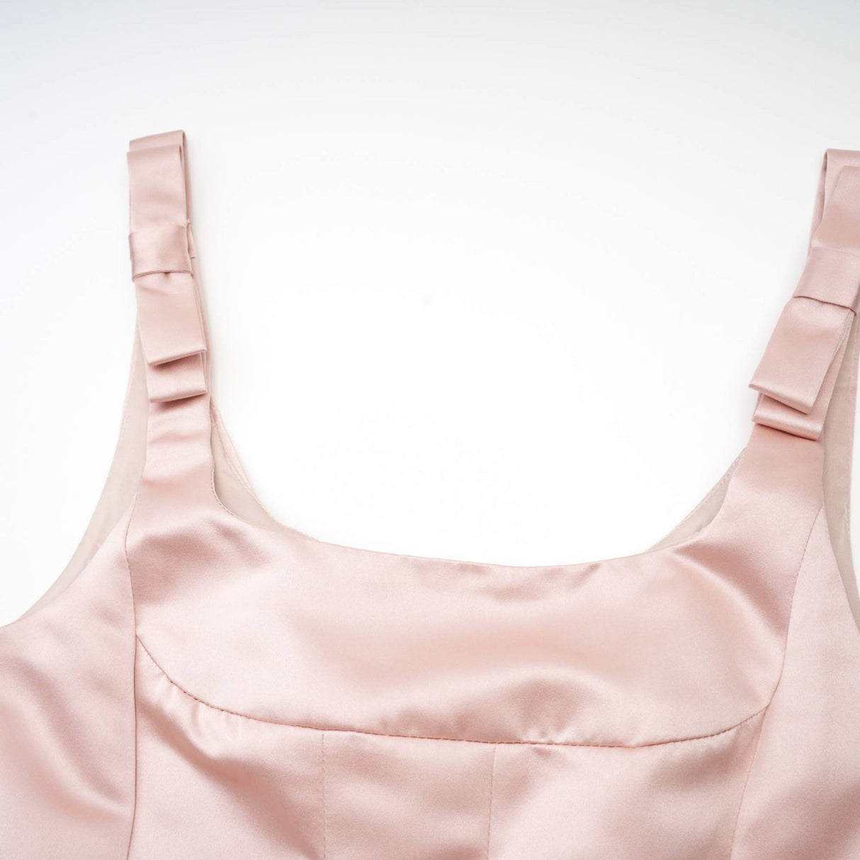 Natalina Midi Dress Pink Bowknot Strap Pleated Ankle Length