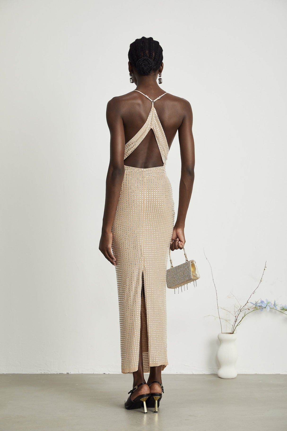 Natasha Plunging V - Neck Cut - Out Midi Dress