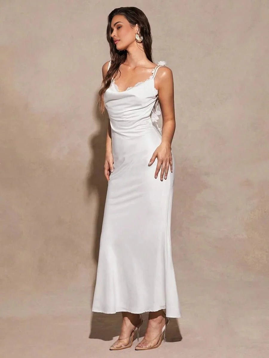 Ninetta Maxi Dress - Mermaid Hem Shape - Slim Fit Type - Sleeveless - Spaghetti Strap Neckline - Wedding Occasion - Premium Quality