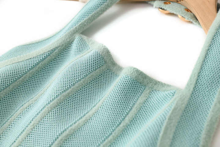 Ninfa Dress - Flared A - Line Silhouette - Halter Neck Style - Vertical Ribbed Pattern - Fashion - Forward Design