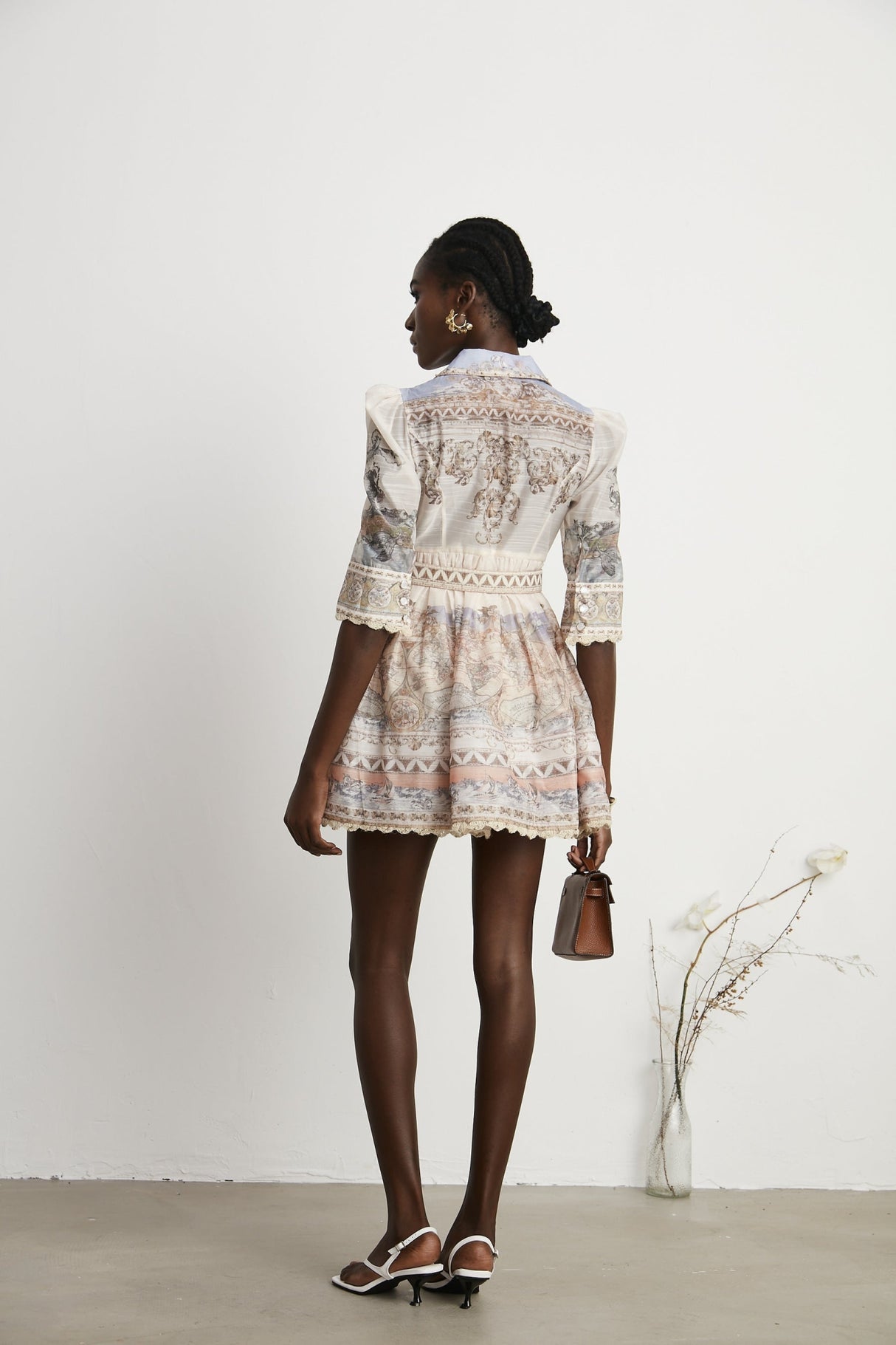 Ninfa Mini Dress with Pattern Print and Belt