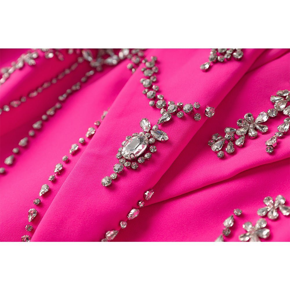 Ninfa Oversized Double - Breasted Coat - Floral Embellishments and Rhinestone Appliqué Details