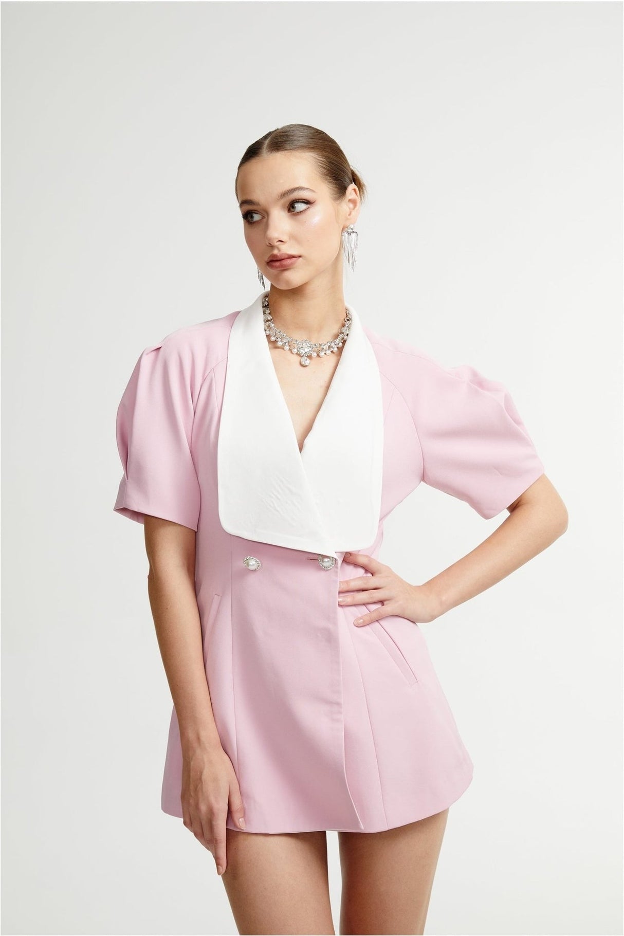 Nives Mini Dress Nives Panelled Pink Bowknot