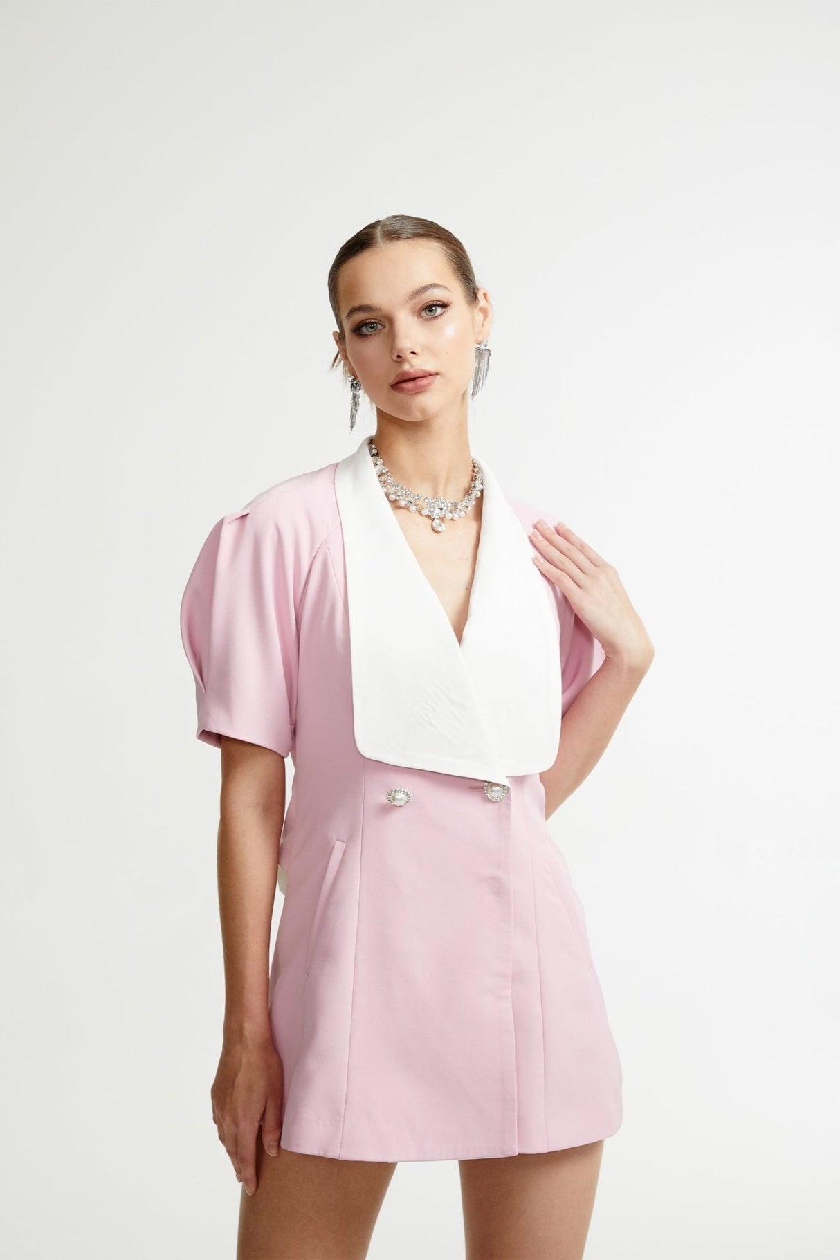 Nives Mini Dress Nives Panelled Pink Bowknot