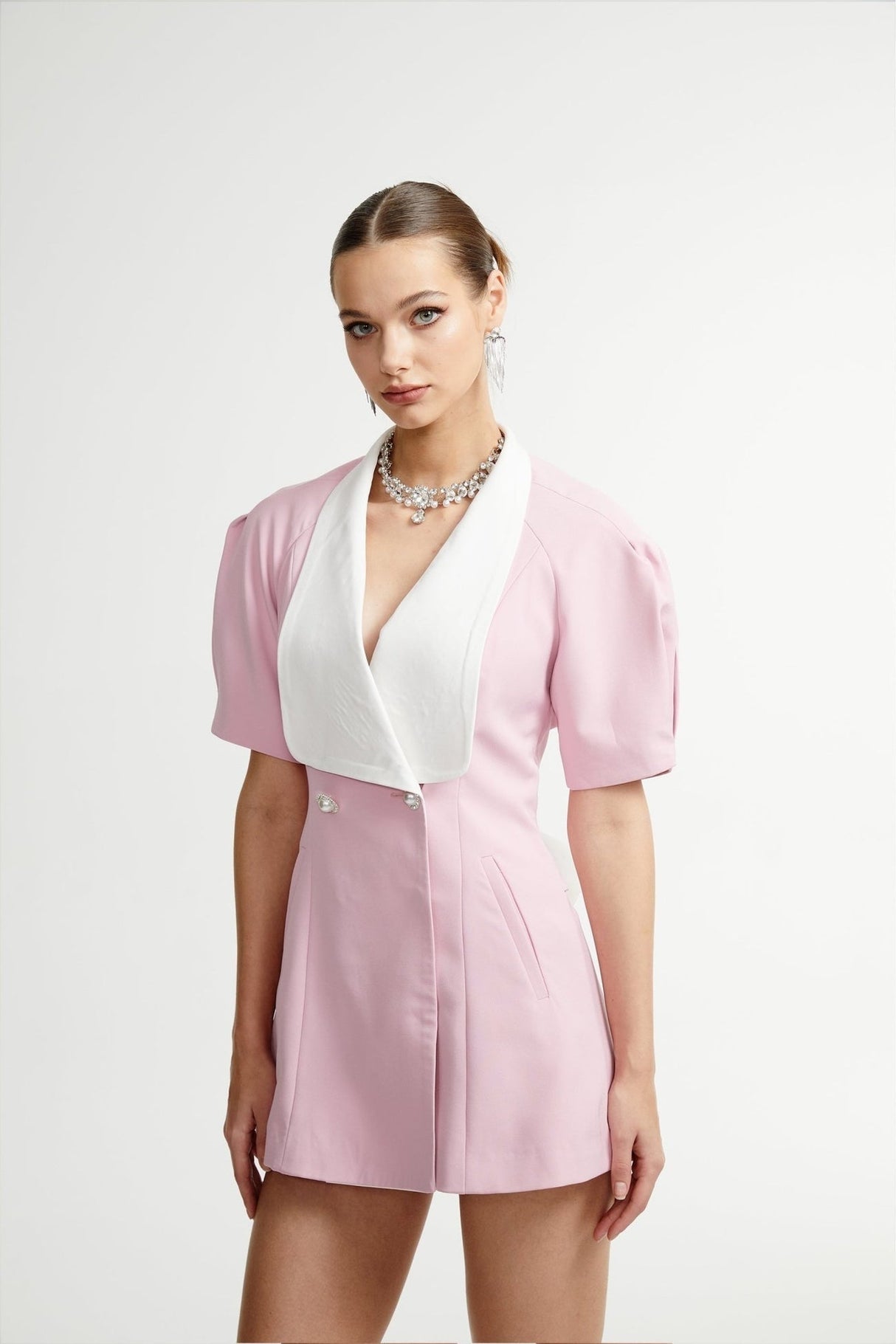 Nives Mini Dress Nives Panelled Pink Bowknot