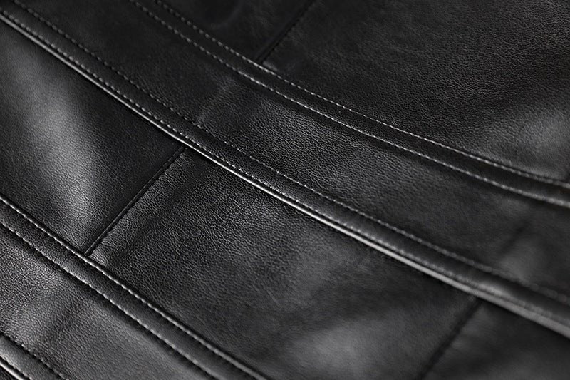 Noemi Cropped Leather Jacket - Tailored Fit with Gold Button Embellishments