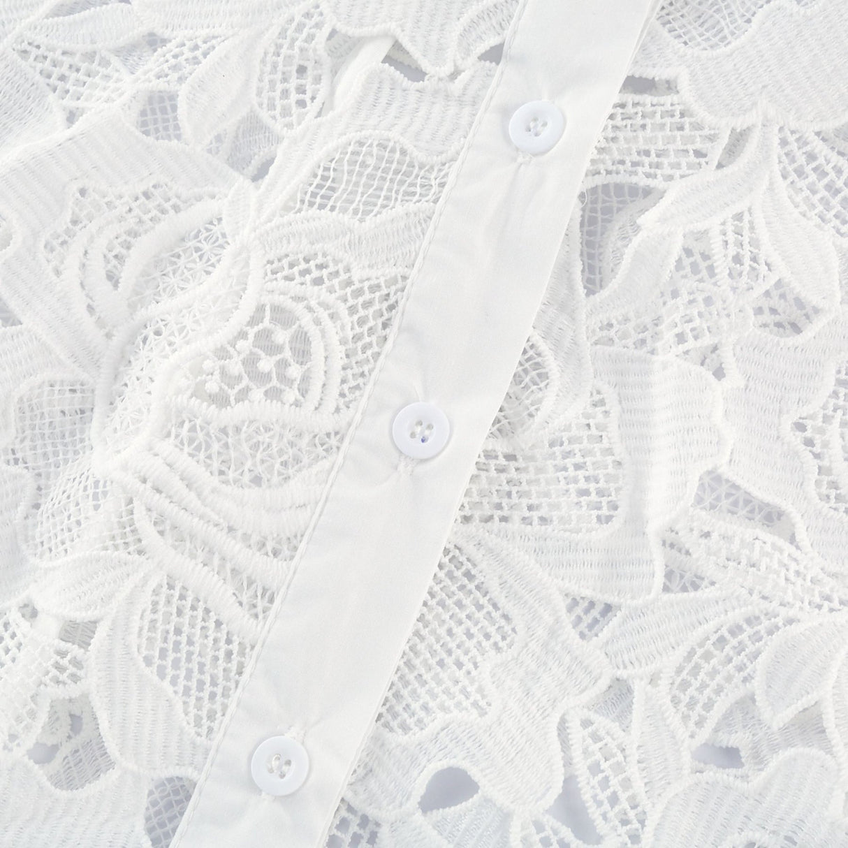 Noémie White Lace Midi Dress With Waist Belt & Embroidered Floral Design