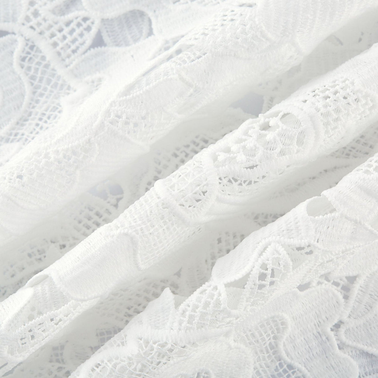 Noémie White Lace Midi Dress With Waist Belt & Embroidered Floral Design