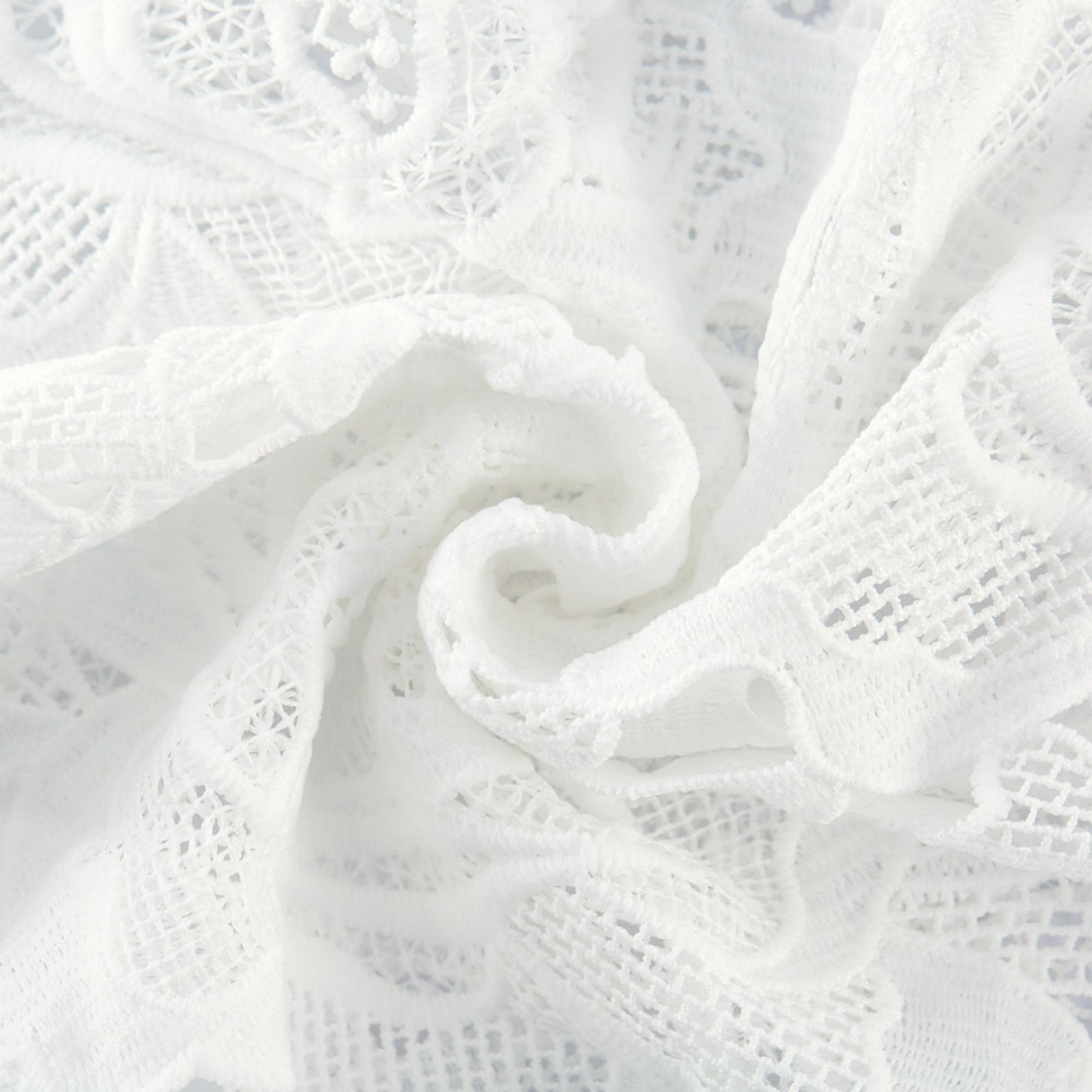 Noémie White Lace Midi Dress With Waist Belt & Embroidered Floral Design