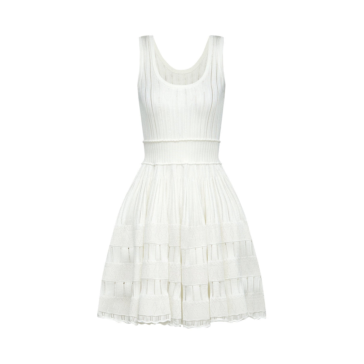 Noémie White Sleeveless Mini Dress With Flared Skirt