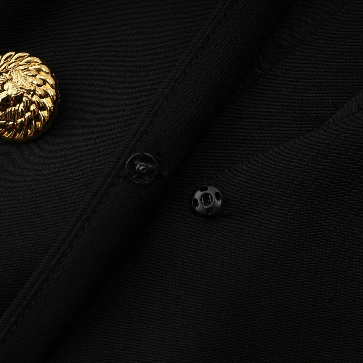 Nora Mini Dress Black Flared Crossover Gold Button